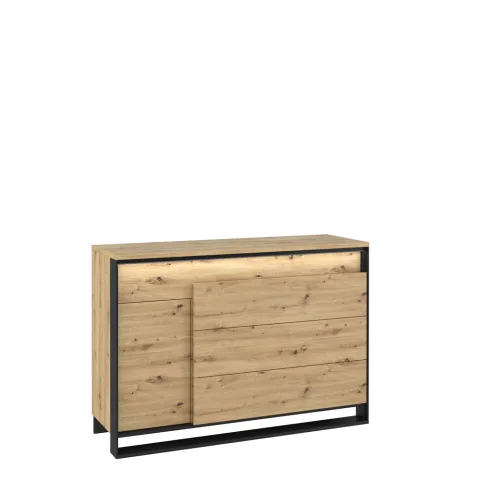 QUANT QA-08 - komoda 1d4s z oświetleniem - dąb artisan/czarny