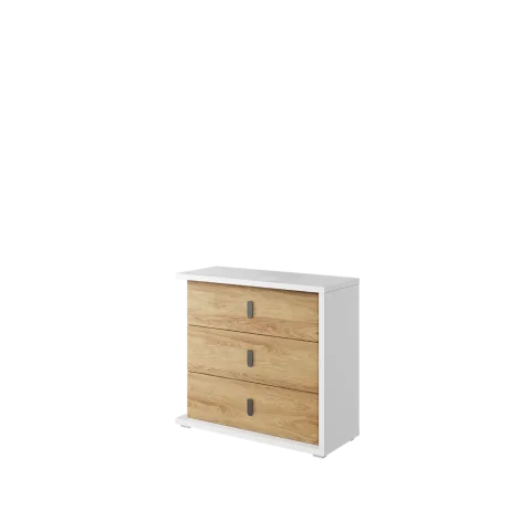 SIMI MS-04 - komoda 3d - biały/hikora naturalna