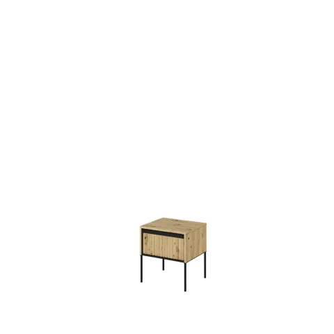 TREND TR-10 v.2 - stolik nocny 1s z oświetleniem - dąb artisan/czarny/frezowanie proste