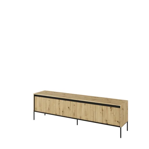 TREND TR-06 v.2 - rtv 4d 192 z oświetleniem - dąb artisan/czarny/frezowanie proste