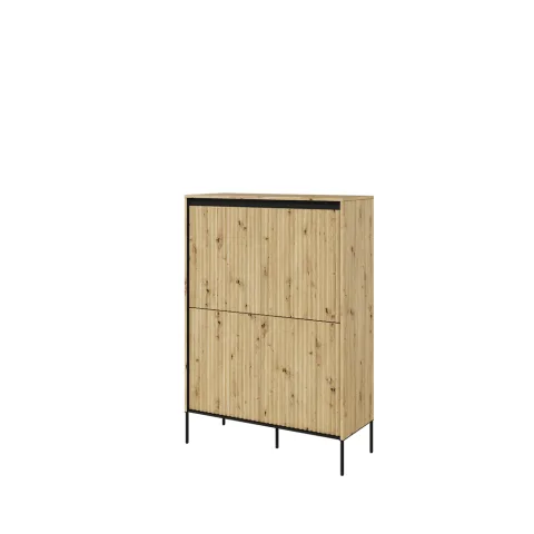 TREND TR-03 v.2 - komoda 4d z oświetleniem - dąb artisan/czarny/frezowanie proste