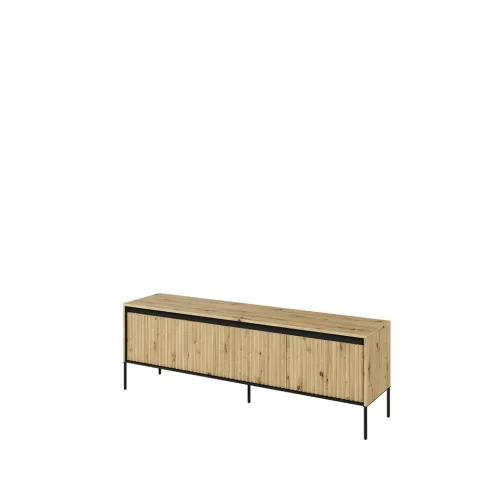 TREND TR-05 v.2 - rtv 4d 166 z oświetleniem - dąb artisan/czarny/frezowanie proste
