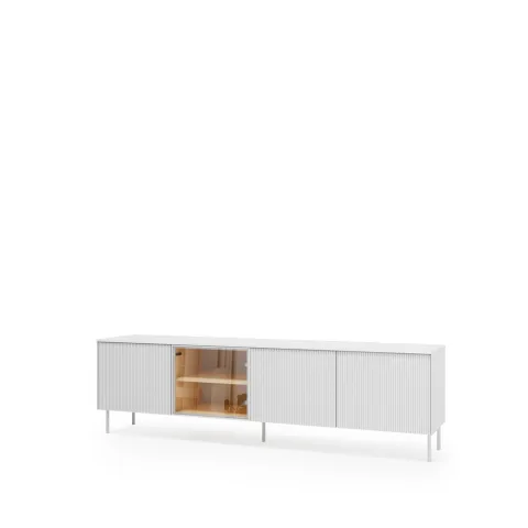 LIBA LB-05A - rtv 3d1w z oświetleniem - biały jedwab/dąb vincenza