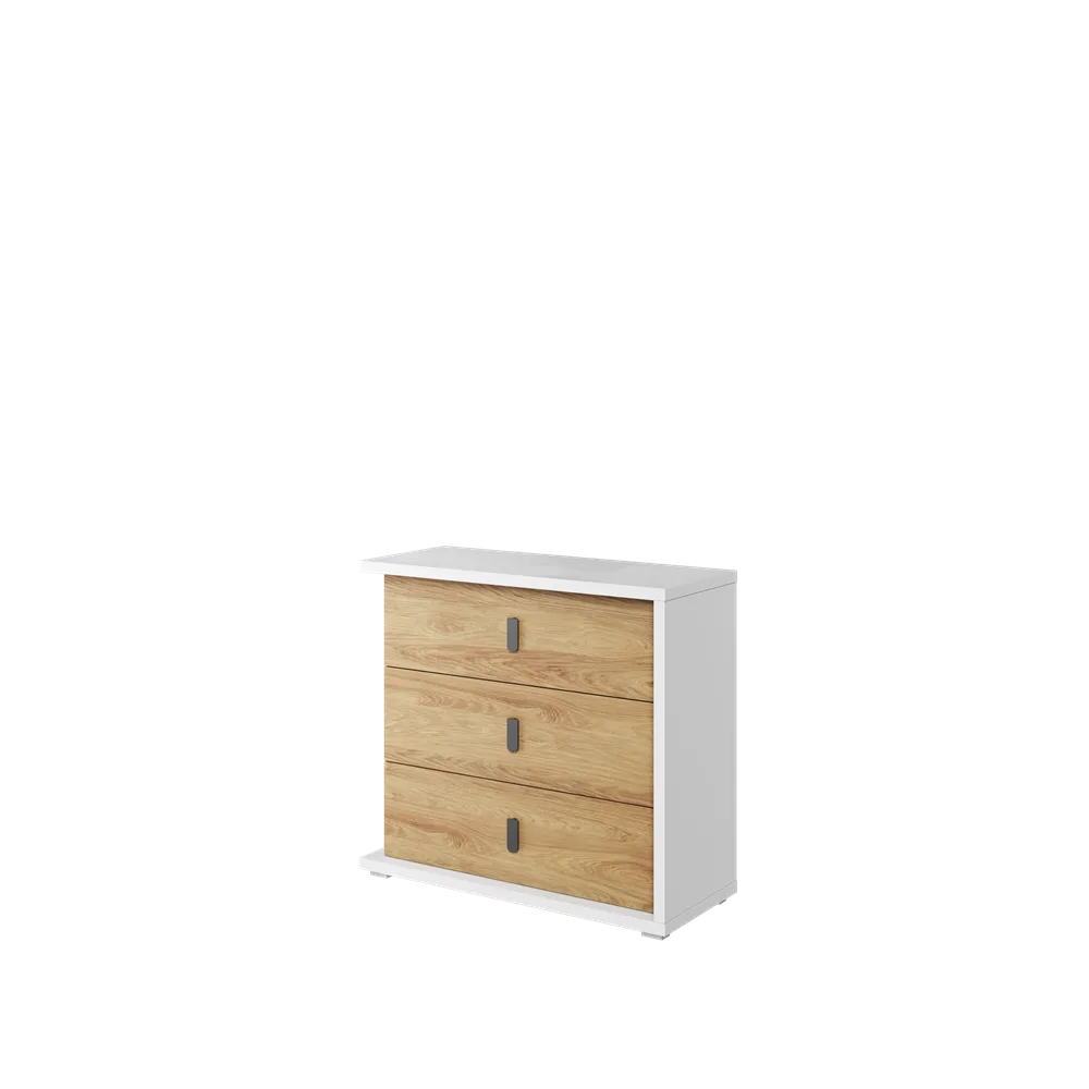 SIMI MS-04 - komoda 3d - biały/hikora naturalna