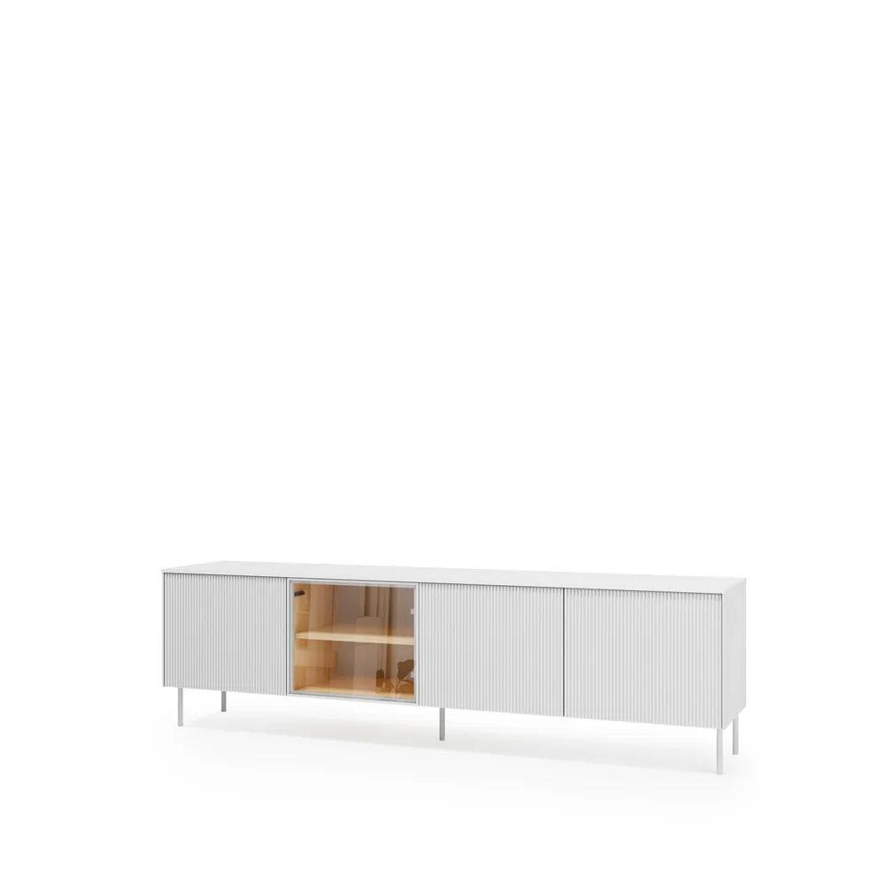 LIBA LB-05A - rtv 3d1w z oświetleniem - biały jedwab/dąb vincenza